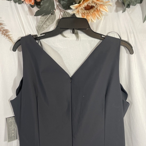 NWT $229 Alex Evenings [ 18 ] Side Ruched‎ Cocktail Dress in Charcoal - Picture 13 of 14